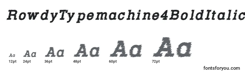 Größen der Schriftart RowdyTypemachine4BoldItalic