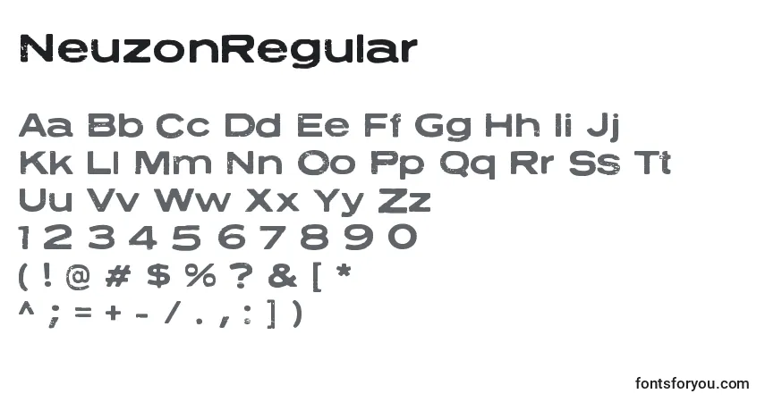 Schriftart NeuzonRegular – Alphabet, Zahlen, spezielle Symbole