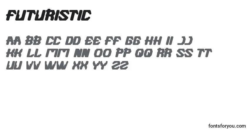 Шрифт Futuristic – алфавит, цифры, специальные символы