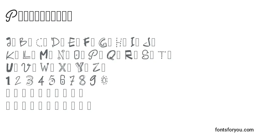 Schriftart Pwalternate – Alphabet, Zahlen, spezielle Symbole