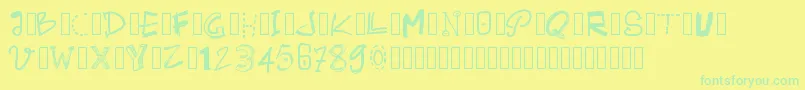 Pwalternate-Schriftart – Grüne Schriften auf gelbem Hintergrund