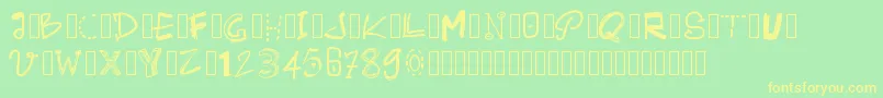 フォントPwalternate – 黄色の文字が緑の背景にあります