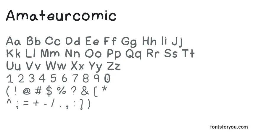 Czcionka Amateurcomic – alfabet, cyfry, specjalne znaki