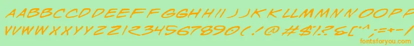 WyldStallynsExtended Font – Orange Fonts on Green Background