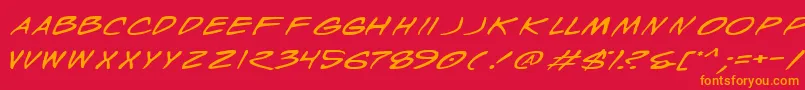 WyldStallynsExtended Font – Orange Fonts on Red Background