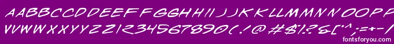 WyldStallynsExtended-Schriftart – Weiße Schriften auf violettem Hintergrund
