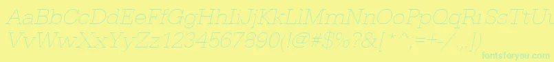 UrwegyptiennetextligwidOblique Font – Green Fonts on Yellow Background