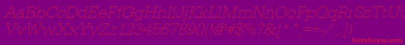 UrwegyptiennetextligwidOblique-Schriftart – Rote Schriften auf violettem Hintergrund