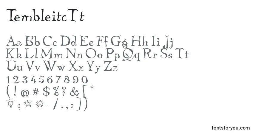 TembleitcTtフォント–アルファベット、数字、特殊文字