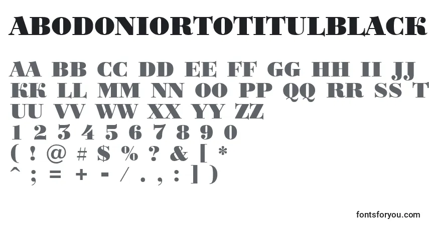 A fonte ABodoniortotitulBlack – alfabeto, números, caracteres especiais