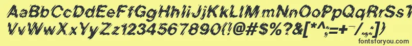 BlurItalic-fontti – mustat fontit keltaisella taustalla
