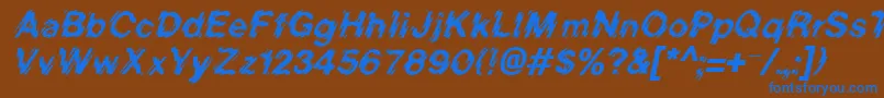 BlurItalic-Schriftart – Blaue Schriften auf braunem Hintergrund