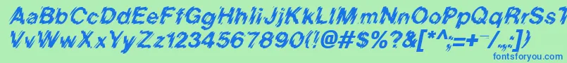 BlurItalic Font – Blue Fonts on Green Background