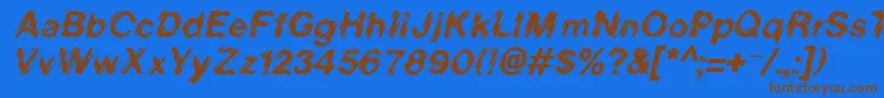 BlurItalic Font – Brown Fonts on Blue Background