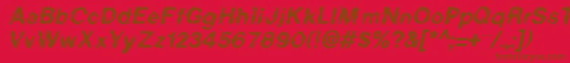 BlurItalic-Schriftart – Braune Schriften auf rotem Hintergrund