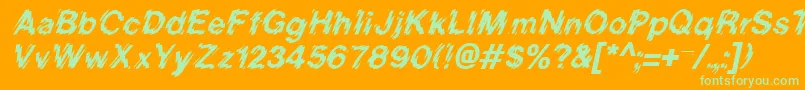 BlurItalic-Schriftart – Grüne Schriften auf orangefarbenem Hintergrund