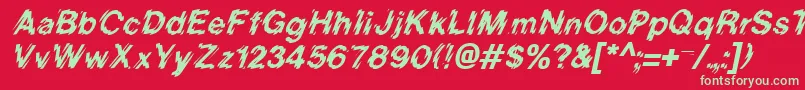 フォントBlurItalic – 赤い背景に緑の文字