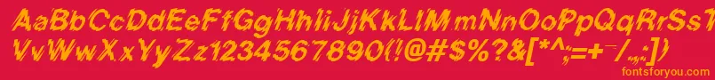 BlurItalic-Schriftart – Orangefarbene Schriften auf rotem Hintergrund