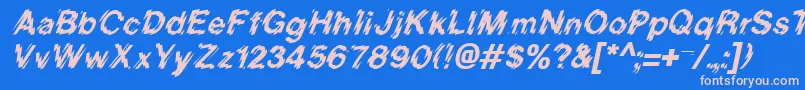 BlurItalic Font – Pink Fonts on Blue Background
