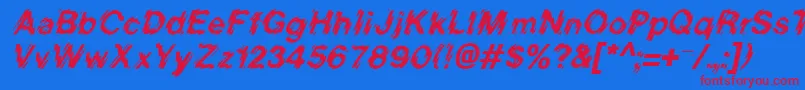 BlurItalic-fontti – punaiset fontit sinisellä taustalla