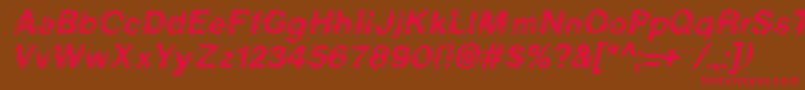 フォントBlurItalic – 赤い文字が茶色の背景にあります。