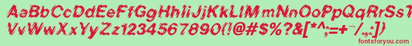 BlurItalic-fontti – punaiset fontit vihreällä taustalla