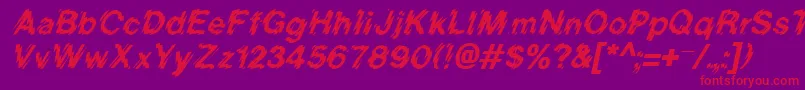 Czcionka BlurItalic – czerwone czcionki na fioletowym tle