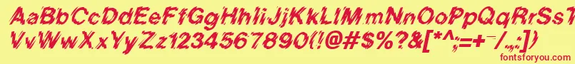 BlurItalic Font – Red Fonts on Yellow Background