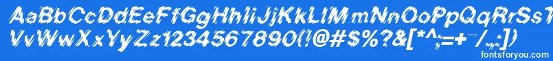 Czcionka BlurItalic – białe czcionki na niebieskim tle