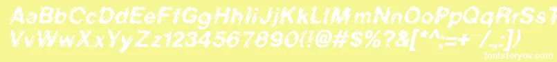 BlurItalic-Schriftart – Weiße Schriften auf gelbem Hintergrund