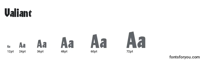 Valiant Font Sizes