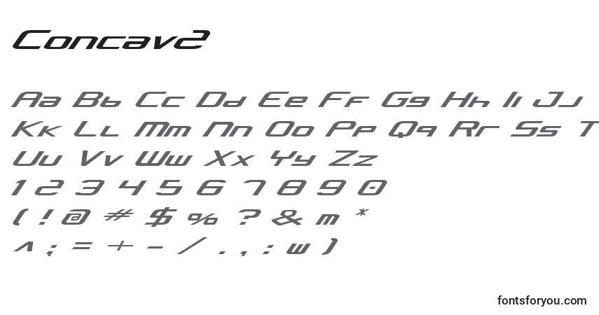 Шрифт Concav2 – алфавит, цифры, специальные символы