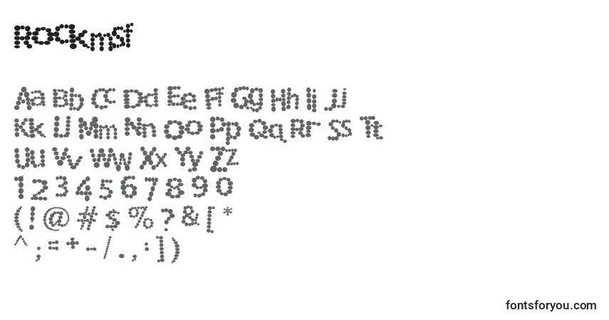 A fonte Rockmsf – alfabeto, números, caracteres especiais