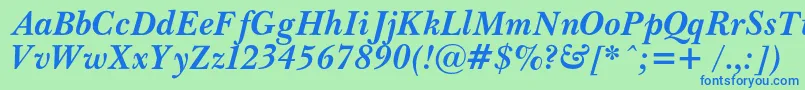 Czcionka PasmacBolditalic – niebieskie czcionki na zielonym tle
