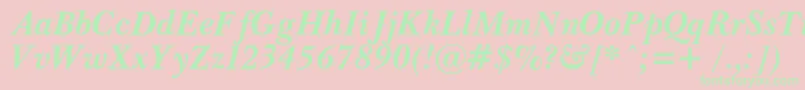Fonte PasmacBolditalic – fontes verdes em um fundo rosa
