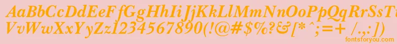 フォントPasmacBolditalic – オレンジの文字がピンクの背景にあります。