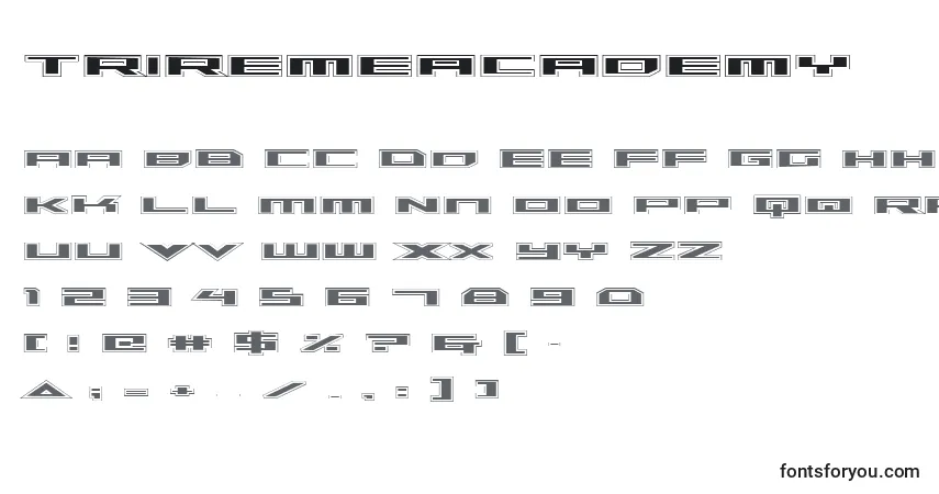 Шрифт TriremeAcademy – алфавит, цифры, специальные символы