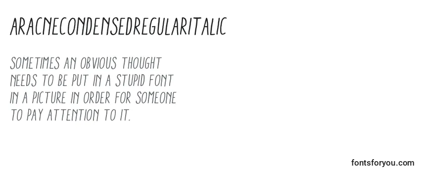 AracneCondensedRegularItalic-fontti