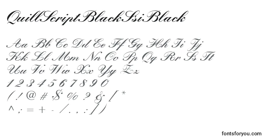 Czcionka QuillScriptBlackSsiBlack – alfabet, cyfry, specjalne znaki