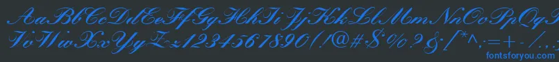 QuillScriptBlackSsiBlack Font – Blue Fonts on Black Background