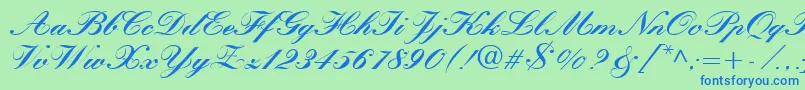 QuillScriptBlackSsiBlack Font – Blue Fonts on Green Background