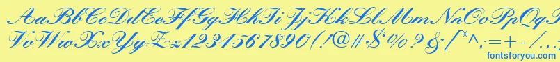 QuillScriptBlackSsiBlack Font – Blue Fonts on Yellow Background
