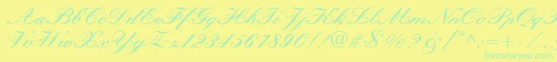 QuillScriptBlackSsiBlack Font – Green Fonts on Yellow Background