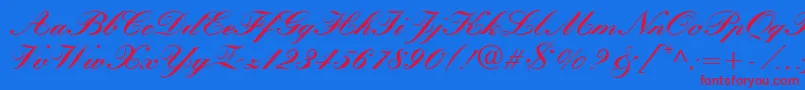 QuillScriptBlackSsiBlack Font – Red Fonts on Blue Background