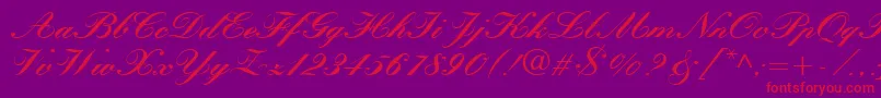 QuillScriptBlackSsiBlack-Schriftart – Rote Schriften auf violettem Hintergrund