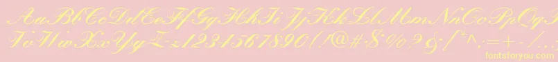 QuillScriptBlackSsiBlack Font – Yellow Fonts on Pink Background