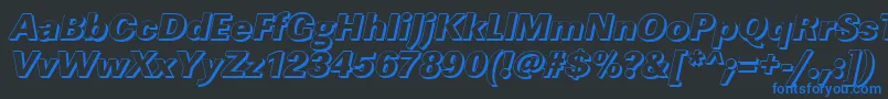 LinearshHeavyItalic Font – Blue Fonts on Black Background