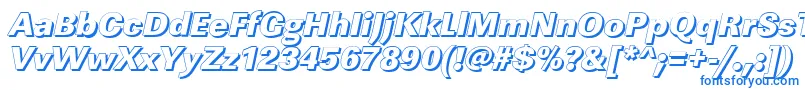 Czcionka LinearshHeavyItalic – niebieskie czcionki na białym tle