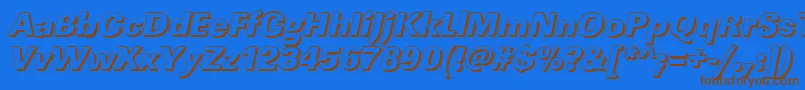 Weitere Informationen zur LinearshHeavyItalic-Schriftart LinearshHeavyItalic-Schriftart – Braune Schriften auf blauem Hintergrund