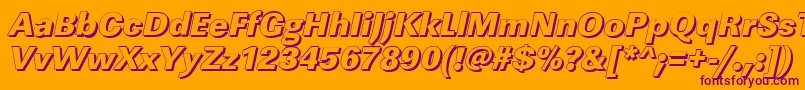 LinearshHeavyItalic-Schriftart – Violette Schriften auf orangefarbenem Hintergrund
